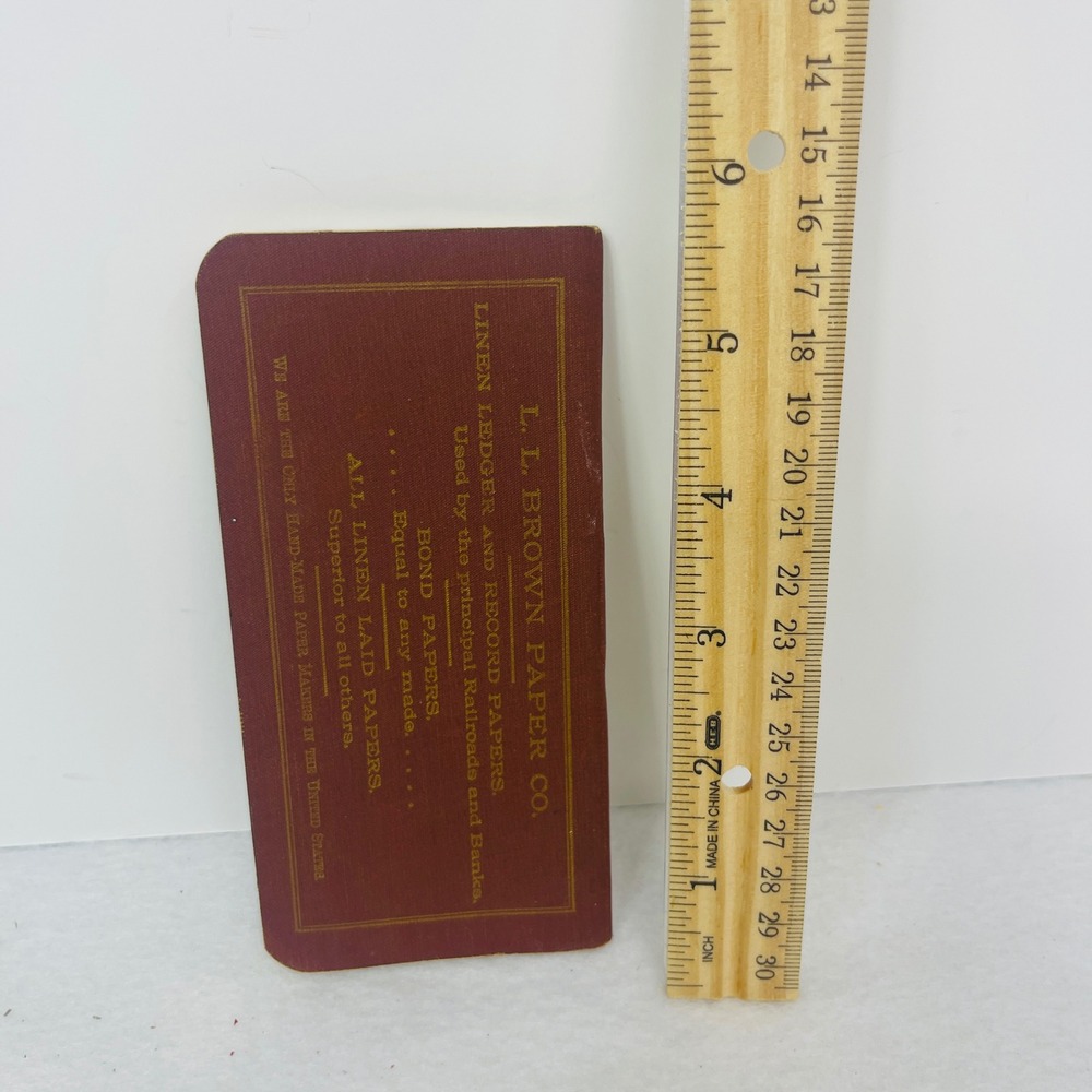 L.L. Brown Paper Co. Pocket Diary 1896 Standard Ledger Maroon Gold Gilt Good